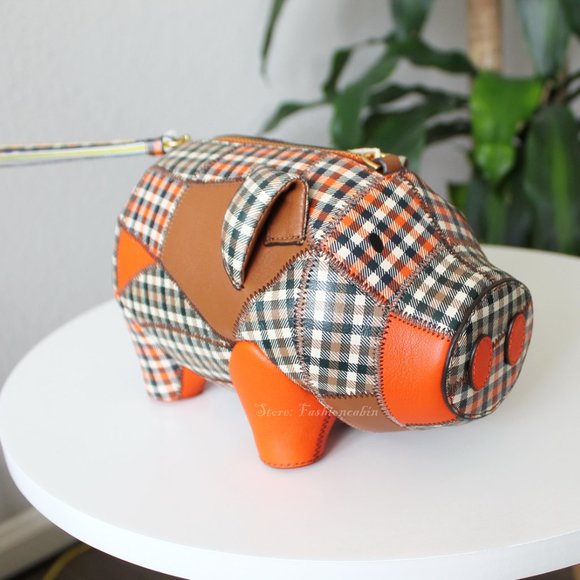 NWT Tory Burch Peggy The Pig Mini Bag, Printed Patchwork Leather - Picture 2 of 16